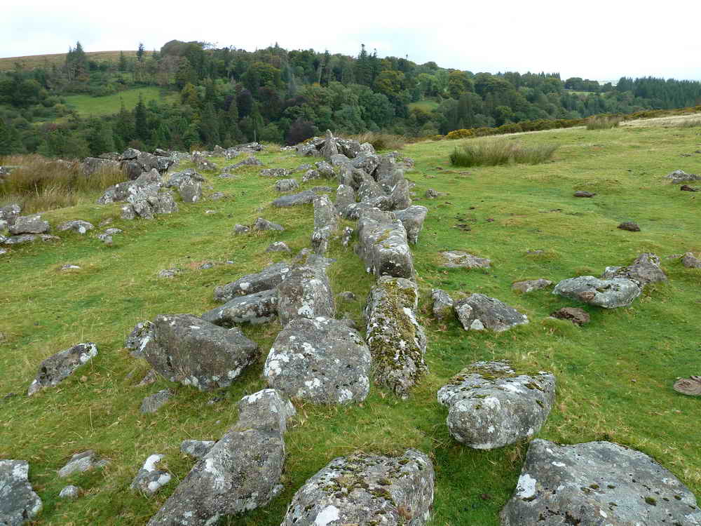 Enclosure wall again with a hut circle towards the top-left