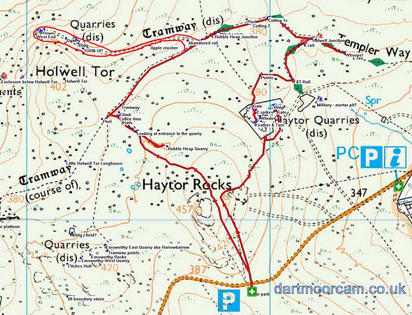Map of Route - Crown Copyright - Ordnance Survey Licence number 100047373
