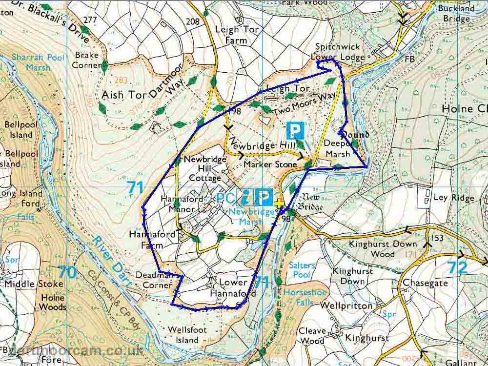 Map of Route - Crown Copyright - Ordnance Survey Licence number 100047373