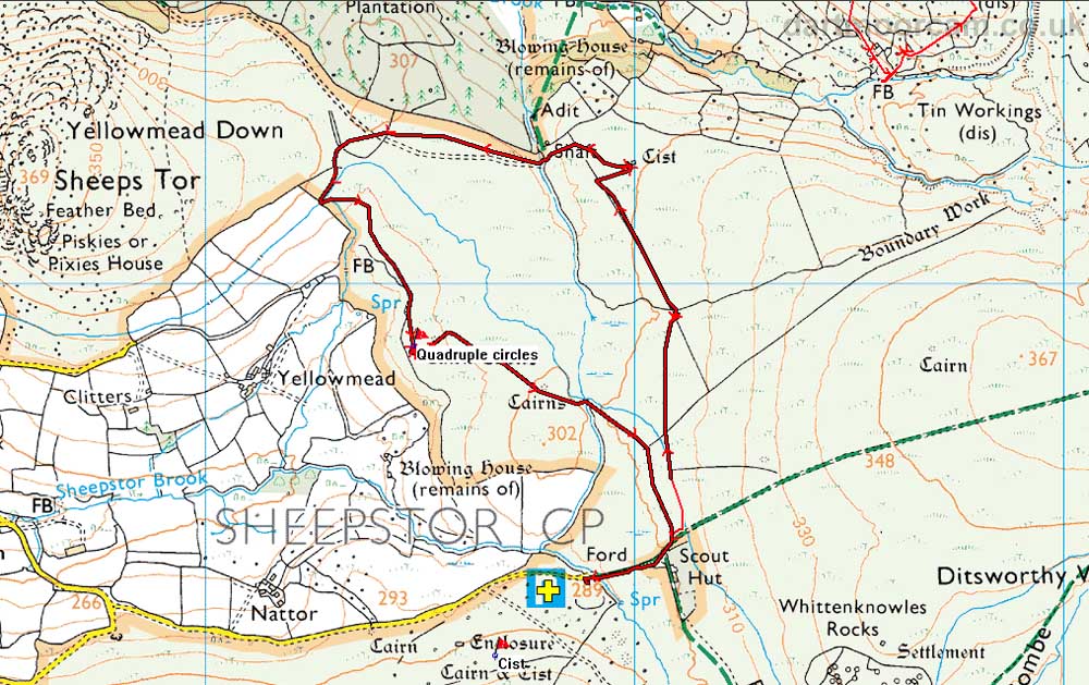 Map of Route - Crown Copyright - Ordnance Survey Licence number 100047373