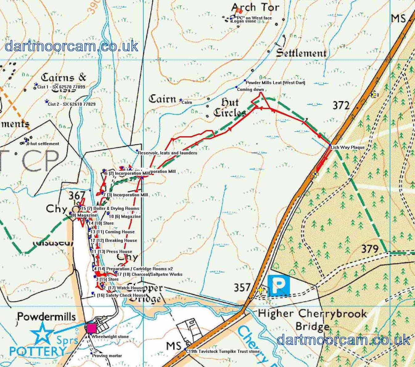 Map of Route - Crown Copyright - Ordnance Survey Licence number 100047373